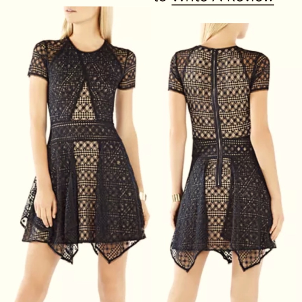 Bcbg xs dress lace nude black Aileen